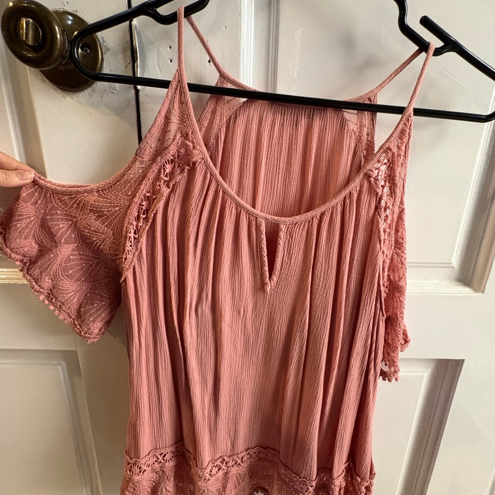Heartloom Blush Lace Cold Shoulder Blouse